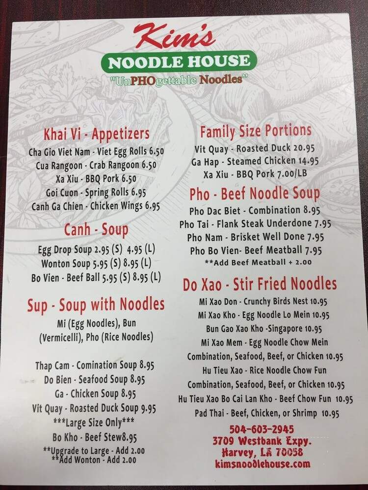 Kim's Noodle House - Harvey, LA menu_pic