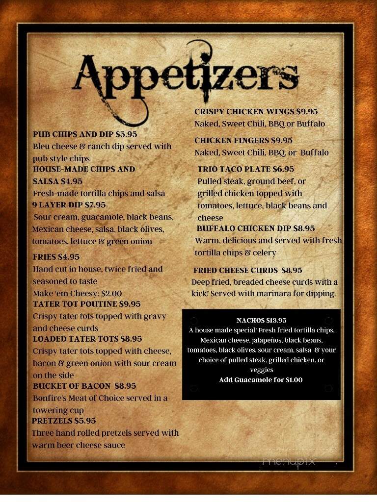 Bonfire Country Bar - Manchester, NH menu_pic