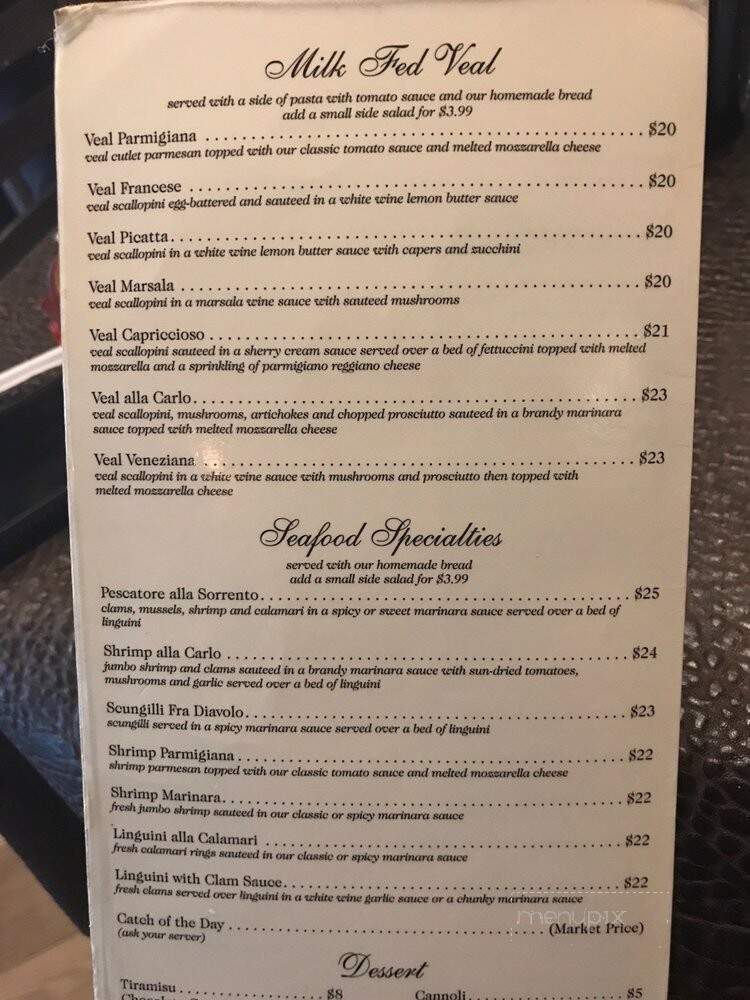 Casa San Carlo - Morehead City, NC menu_pic