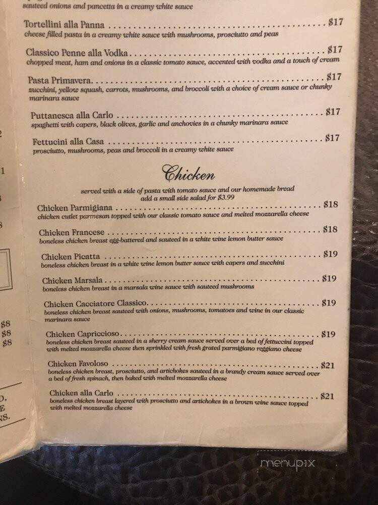 Casa San Carlo - Morehead City, NC menu_pic