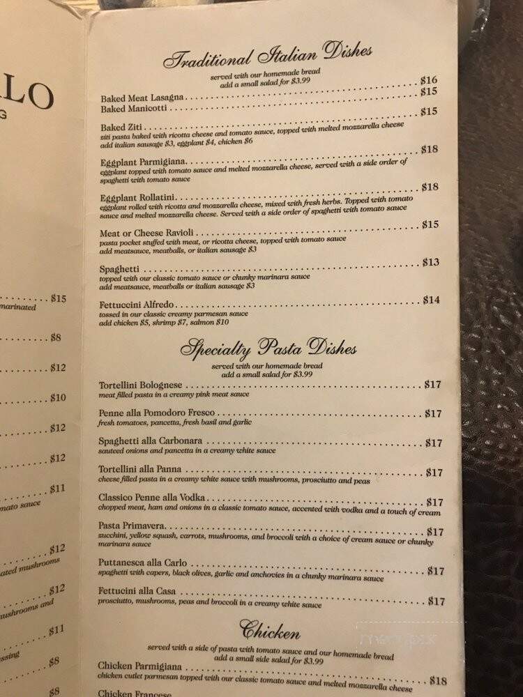 Casa San Carlo - Morehead City, NC menu_pic
