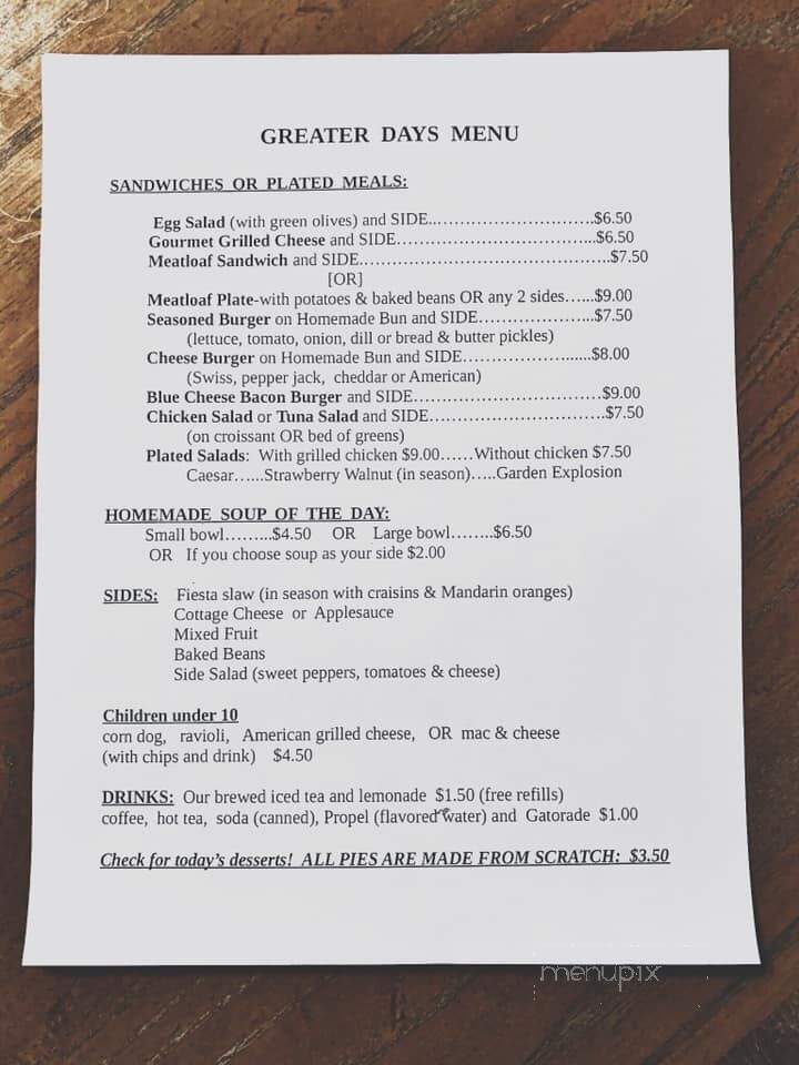 Greater Days - Hannibal, MO menu_pic