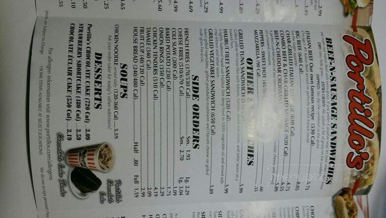 Portillo's Hot Dogs - Greenfield, WI menu_pic