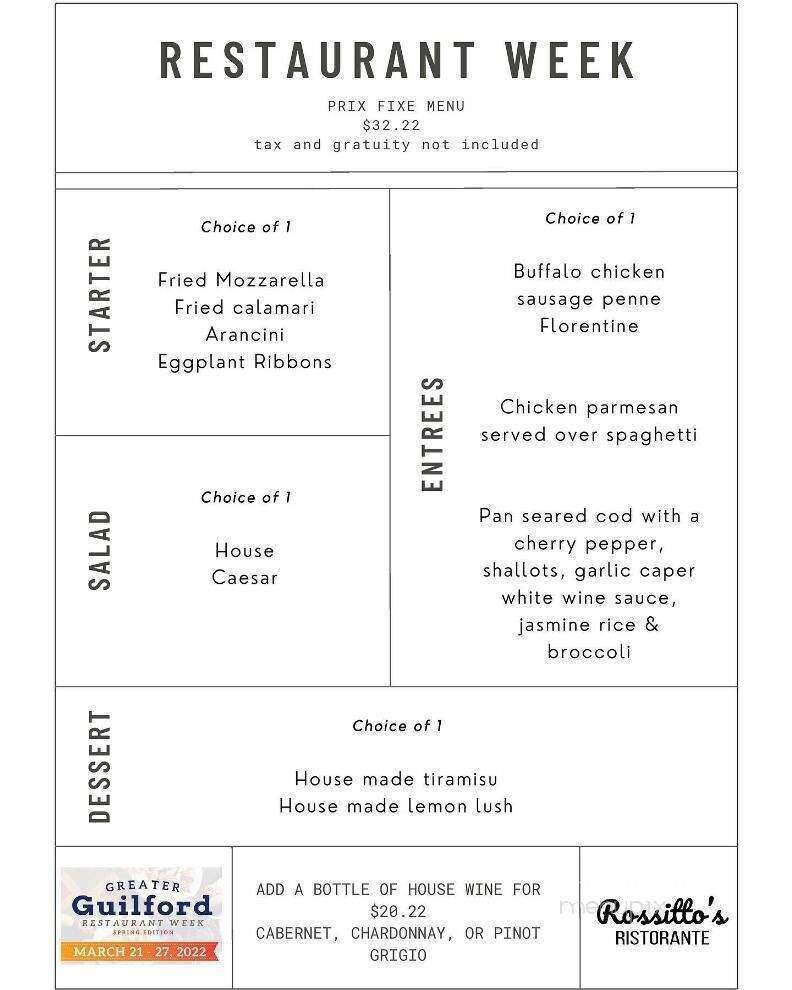 Rossitto's Ristorante - Branford, CT menu_pic