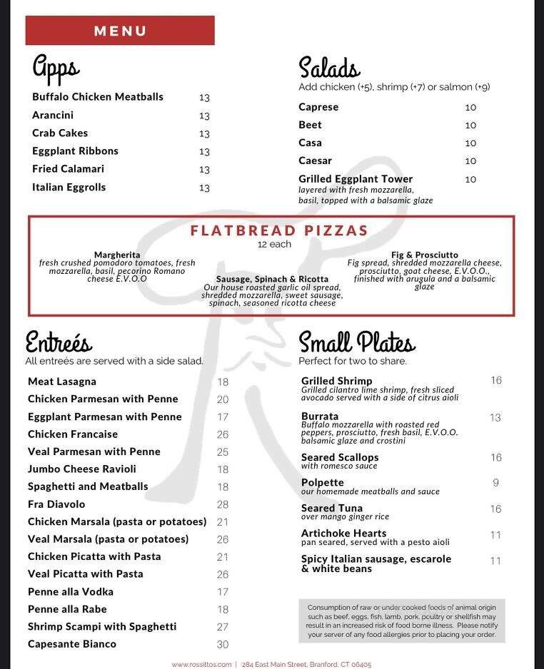 Rossitto's Ristorante - Branford, CT menu_pic