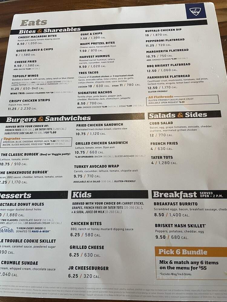 Topgolf - Fishers, IN menu_pic