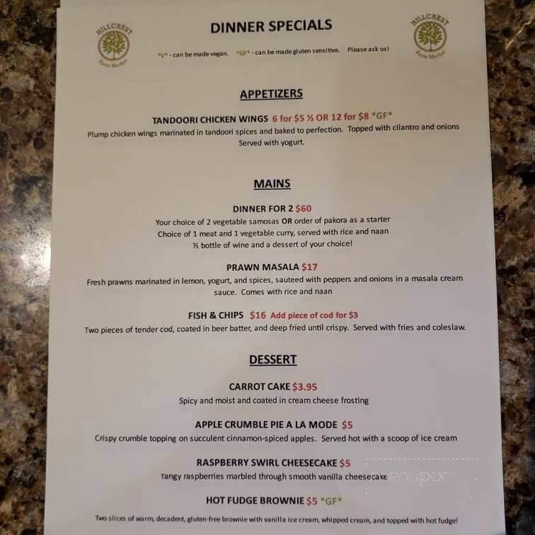 Hillcrest Farm Market & Cafe - Kelowna, BC menu_pic