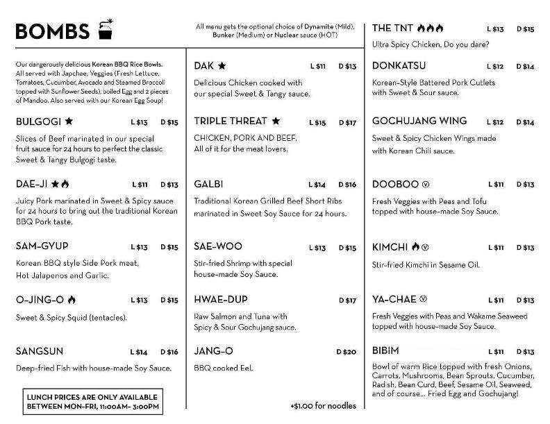 Bomb Tempura & Korean BBQ Bowl - Regina, SK menu_pic