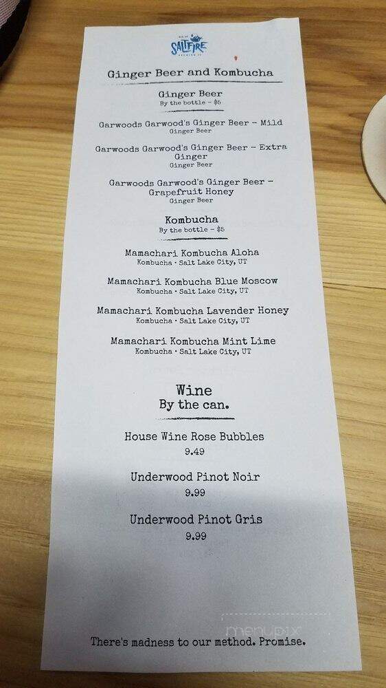 SaltFire Brewing - South Salt Lake, UT menu_pic