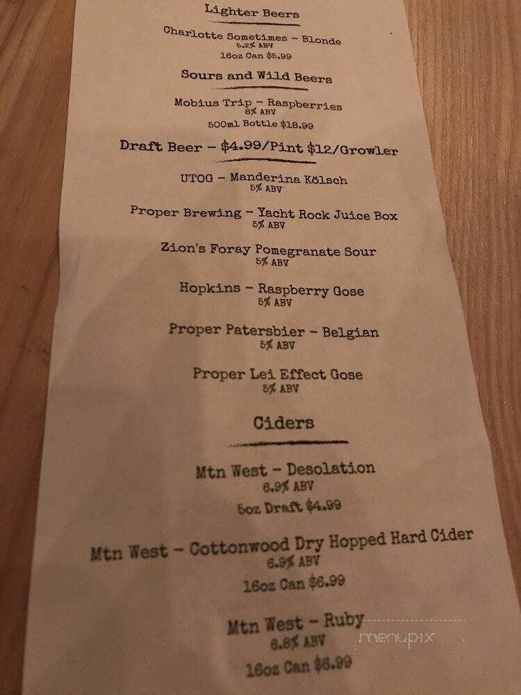 SaltFire Brewing - South Salt Lake, UT menu_pic