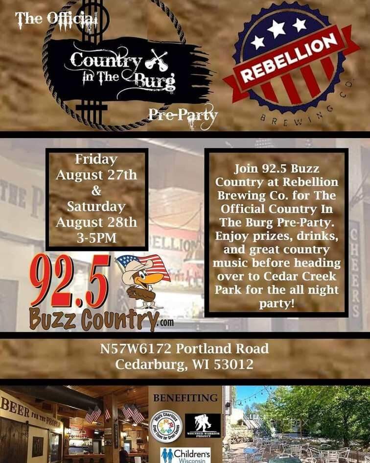 Rebellion Brewing - Cedarburg, WI menu_pic