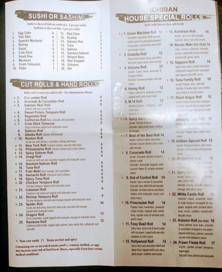 Ichiban Holmdel Japanese Hibachi Steakhouse & Sushi - Holmdel, NJ menu_pic