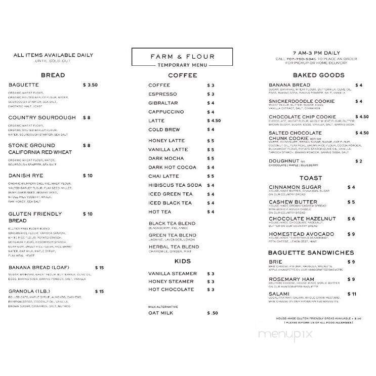 Farm and Flour - Benicia, CA menu_pic