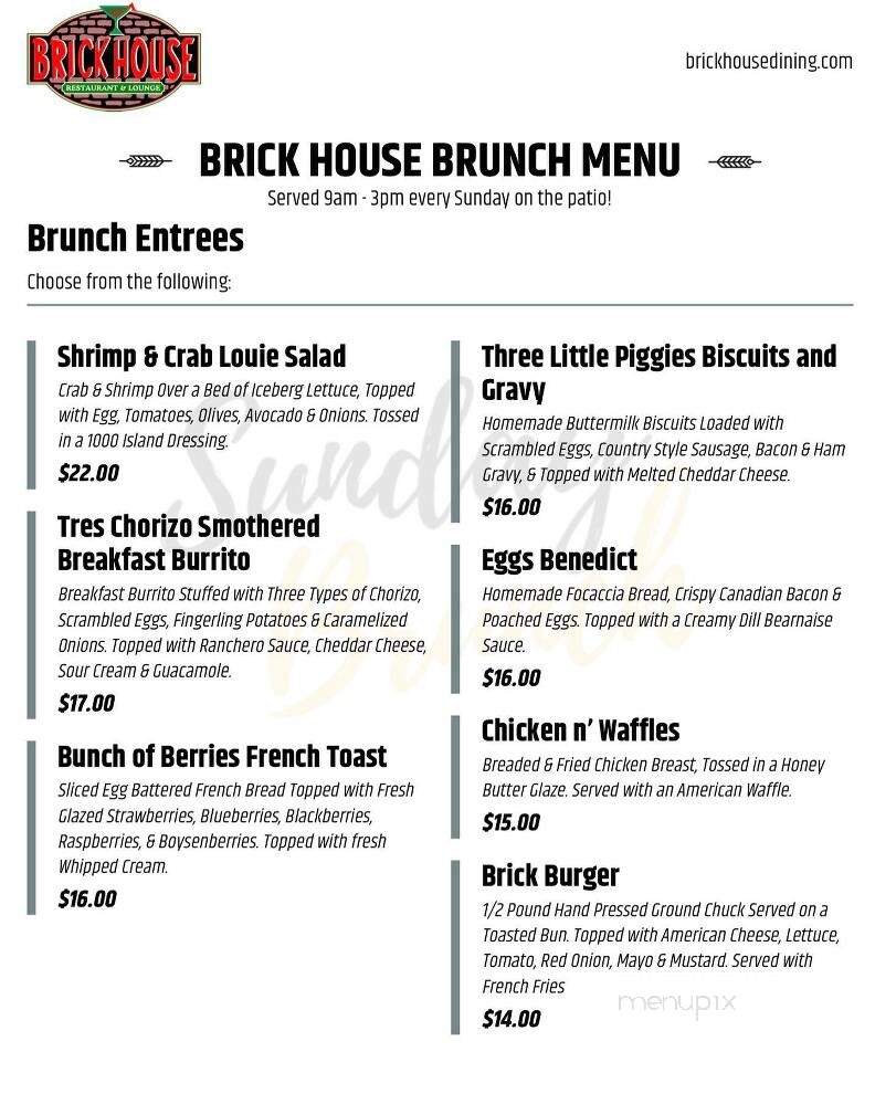 Brick House Restaurant & Lounge - Lodi, CA menu_pic