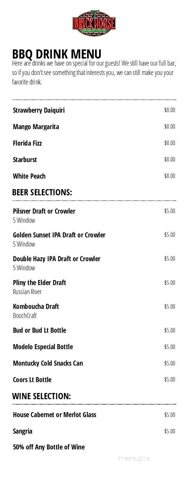 Brick House Restaurant & Lounge - Lodi, CA menu_pic