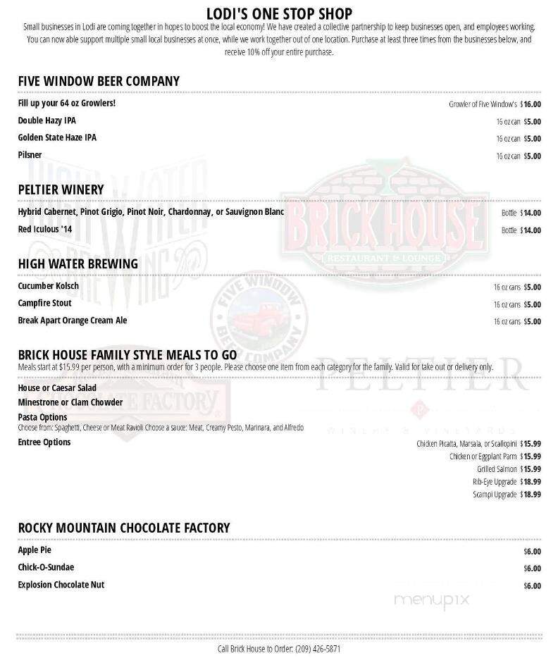 Brick House Restaurant & Lounge - Lodi, CA menu_pic