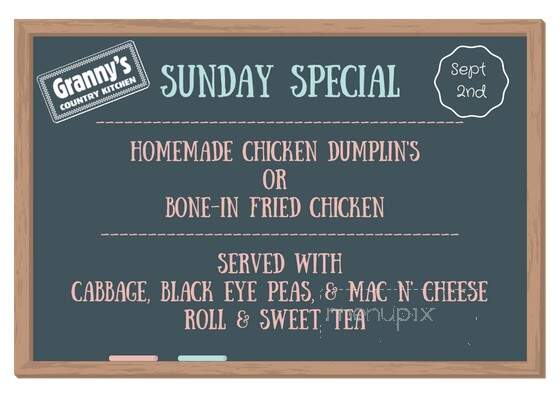 Granny's Country Kitchen - Claremont, NC menu_pic