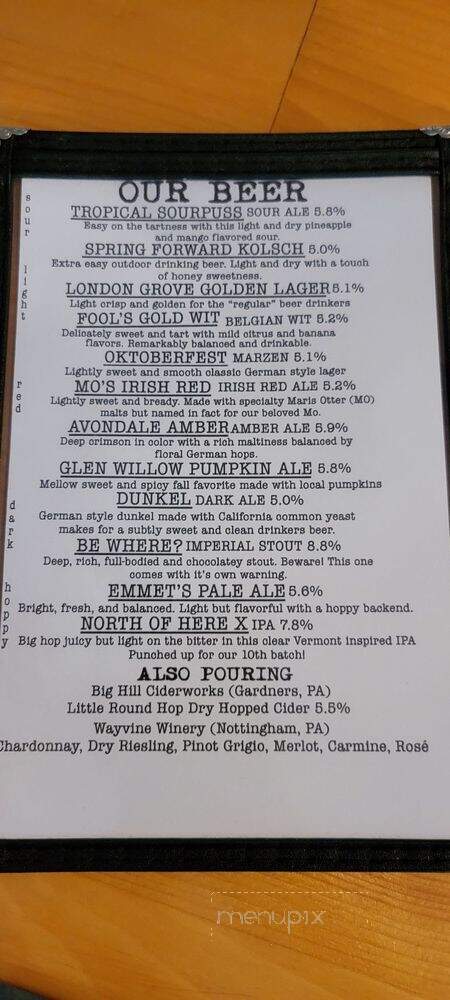 Be Here Brewing Company - Avondale, PA menu_pic