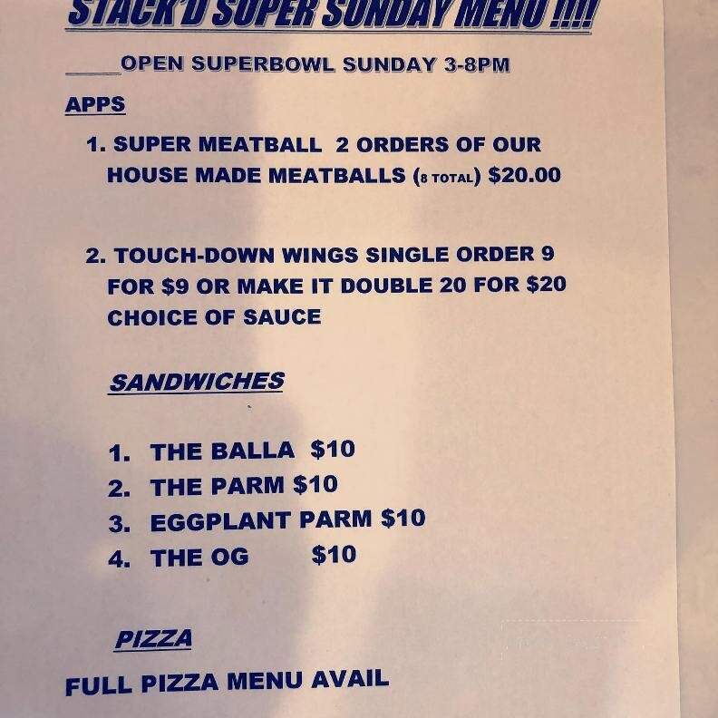 Stack'd Sandwich & Pizza Bar - Millis, MA menu_pic