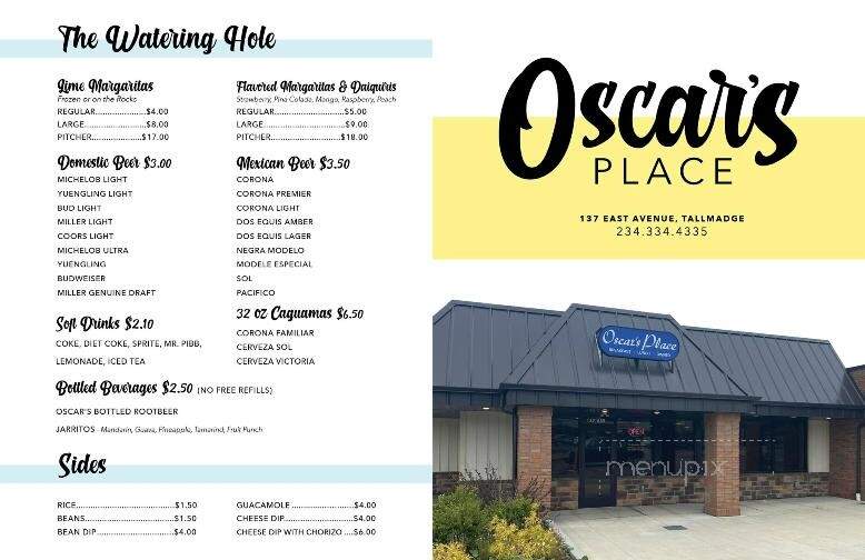 Oscar's Place - Tallmadge, OH menu_pic