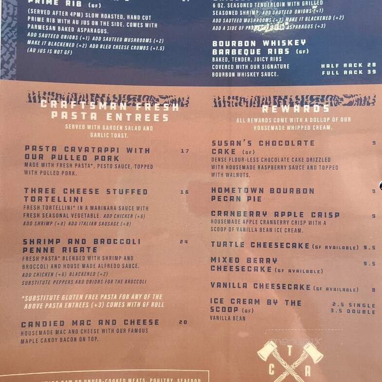 The Craftsman - Eagle River, WI menu_pic
