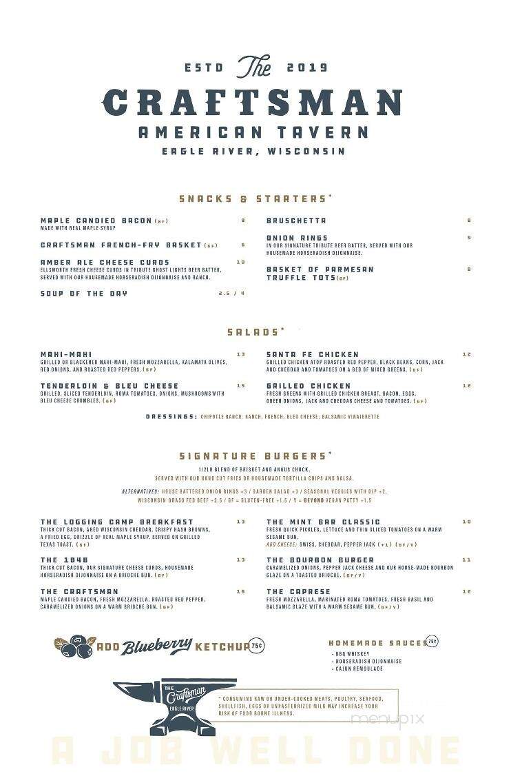 The Craftsman - Eagle River, WI menu_pic