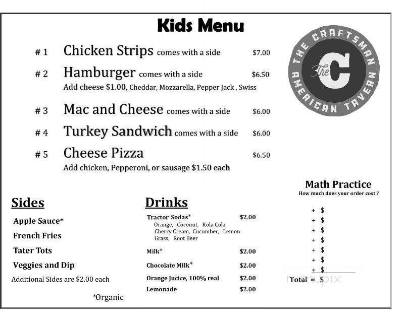The Craftsman - Eagle River, WI menu_pic