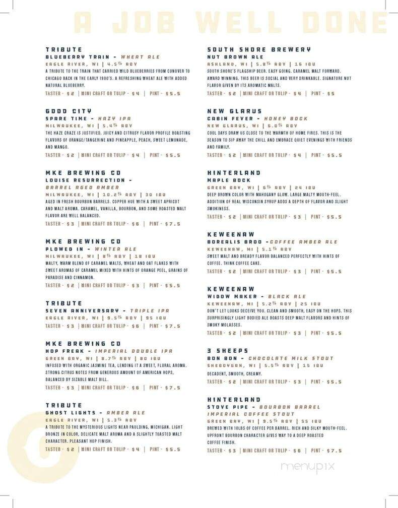 The Craftsman - Eagle River, WI menu_pic