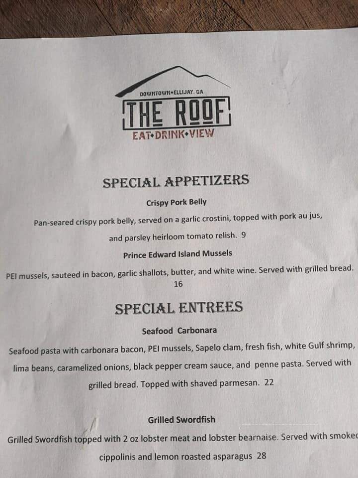 The Roof Ellijay - Ellijay, GA menu_pic