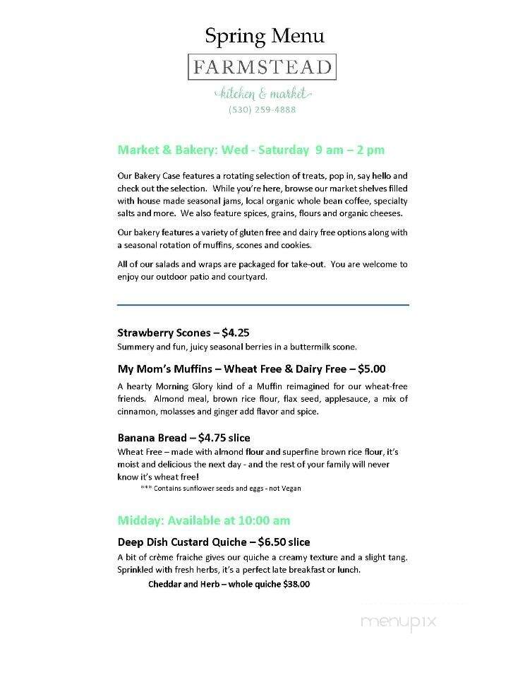 Farmstead Kitchen & Market - Chester, CA menu_pic