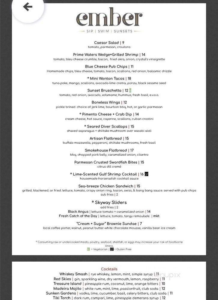 Ember Rooftop Lounge - Madeira Beach, FL menu_pic