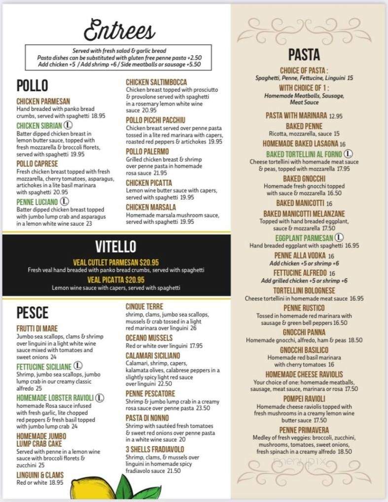 Lucianos Pizzeria Ristorante - LIMERICK, PA menu_pic