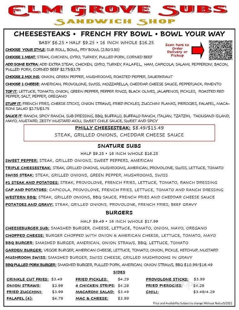 Elm Grove Subs - Wheeling, WV menu_pic