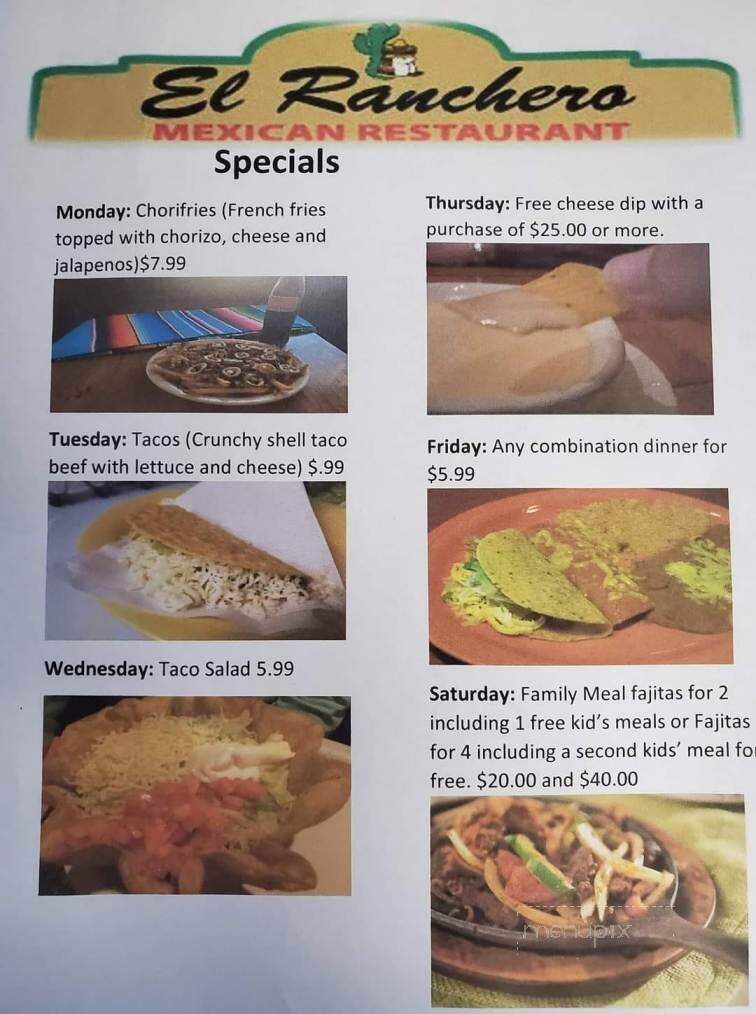 El Ranchero - Marysville, KS menu_pic