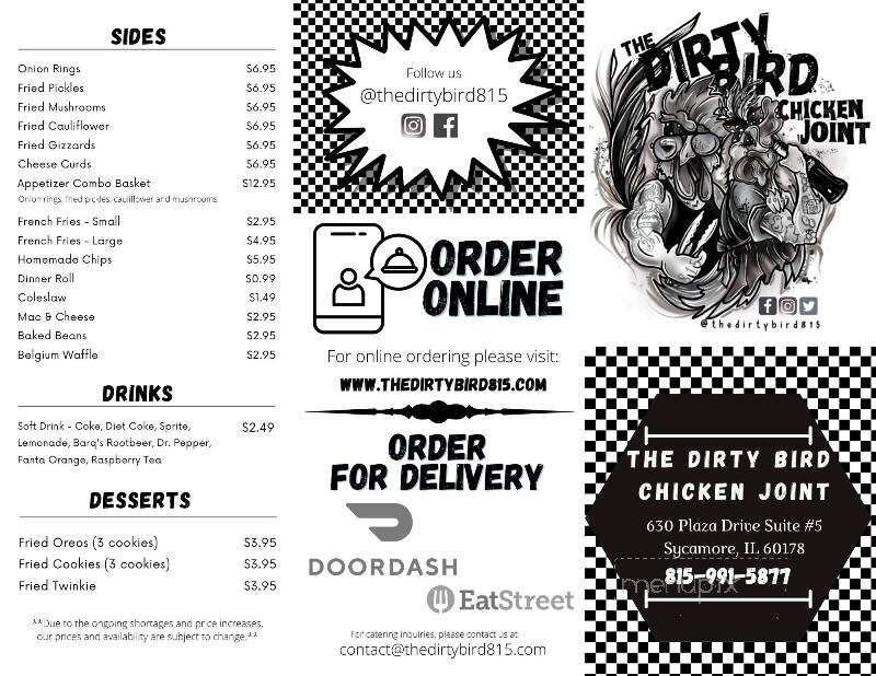 The Dirty Bird Chicken Joint - Sycamore, IL menu_pic
