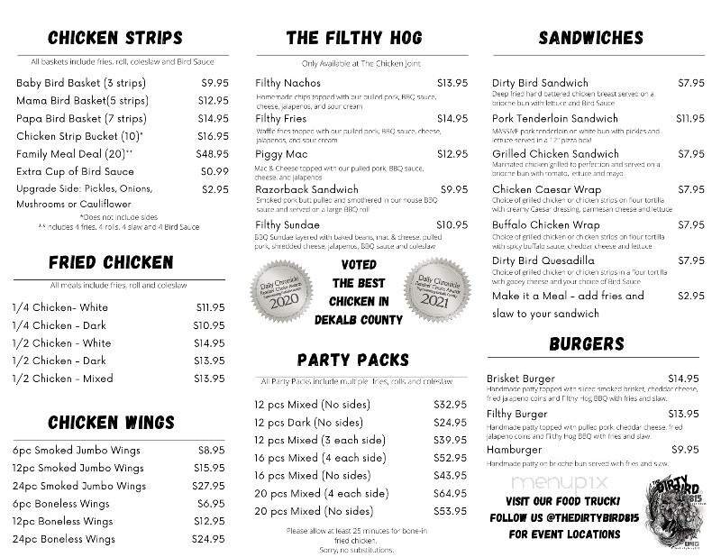 The Dirty Bird Chicken Joint - Sycamore, IL menu_pic