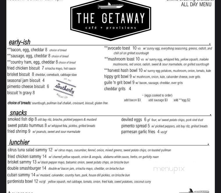The Getaway Cafe and Provisions - Wilmington, NC menu_pic