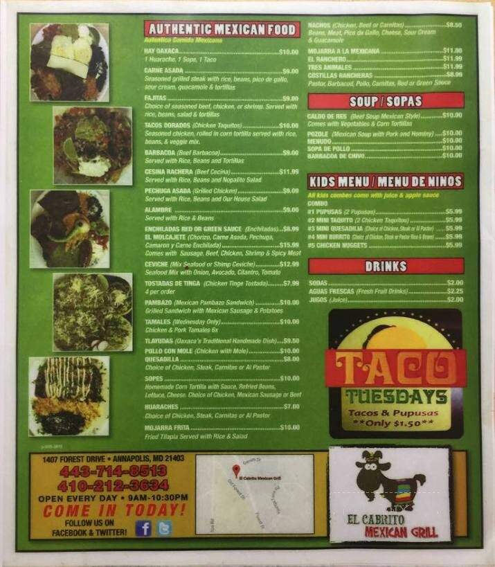 El Cabrito Mexican Grill - Crofton, MD menu_pic