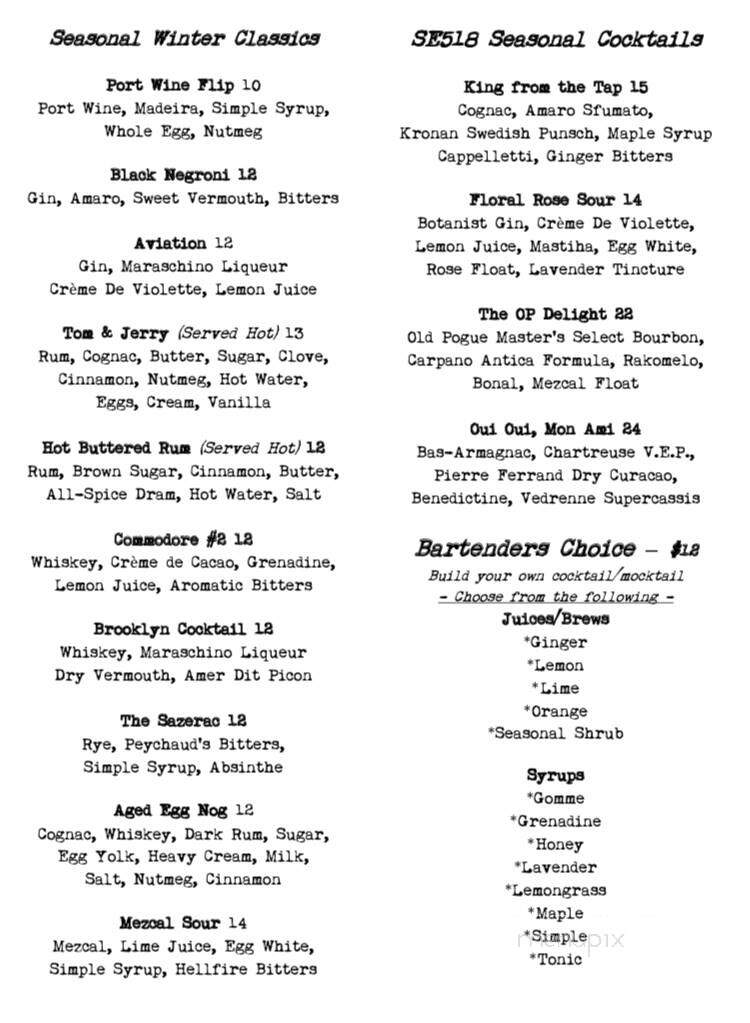 Speakeasy 518 - Albany, NY menu_pic