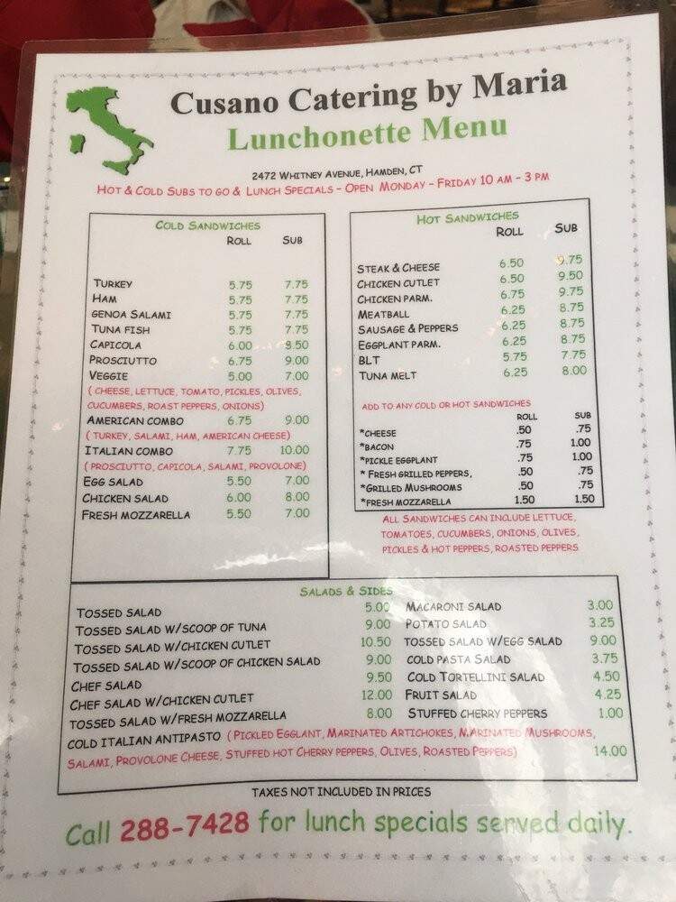 Cusano Catering by Maria - Hamden, CT menu_pic