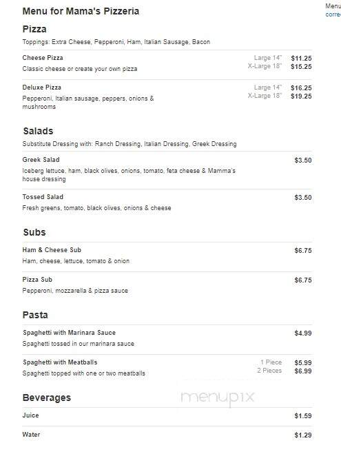 Mamma's Pizzeria - Leesburg, FL menu_pic