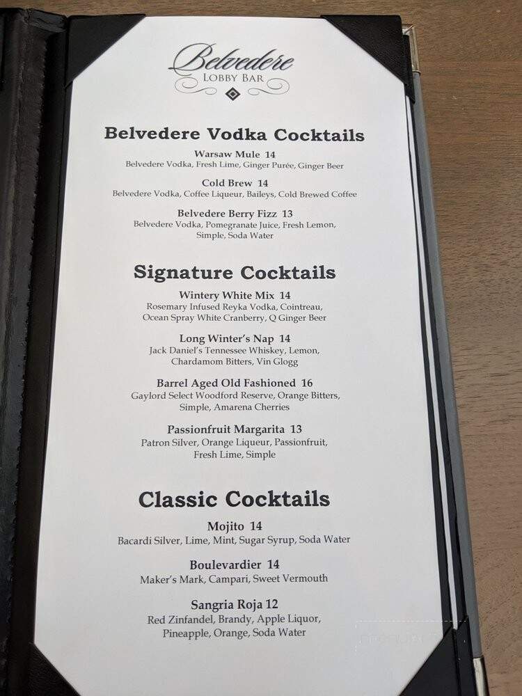 Belvedere Lobby Bar - National Harbor, MD menu_pic