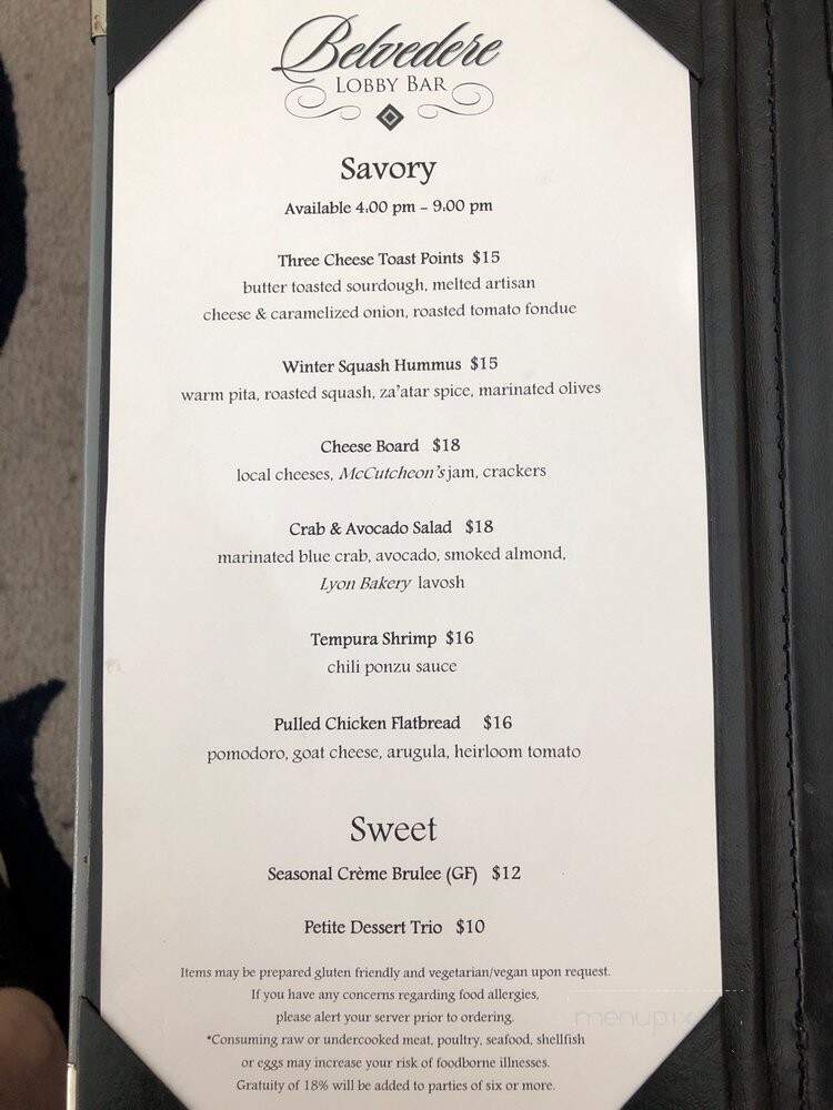 Belvedere Lobby Bar - National Harbor, MD menu_pic