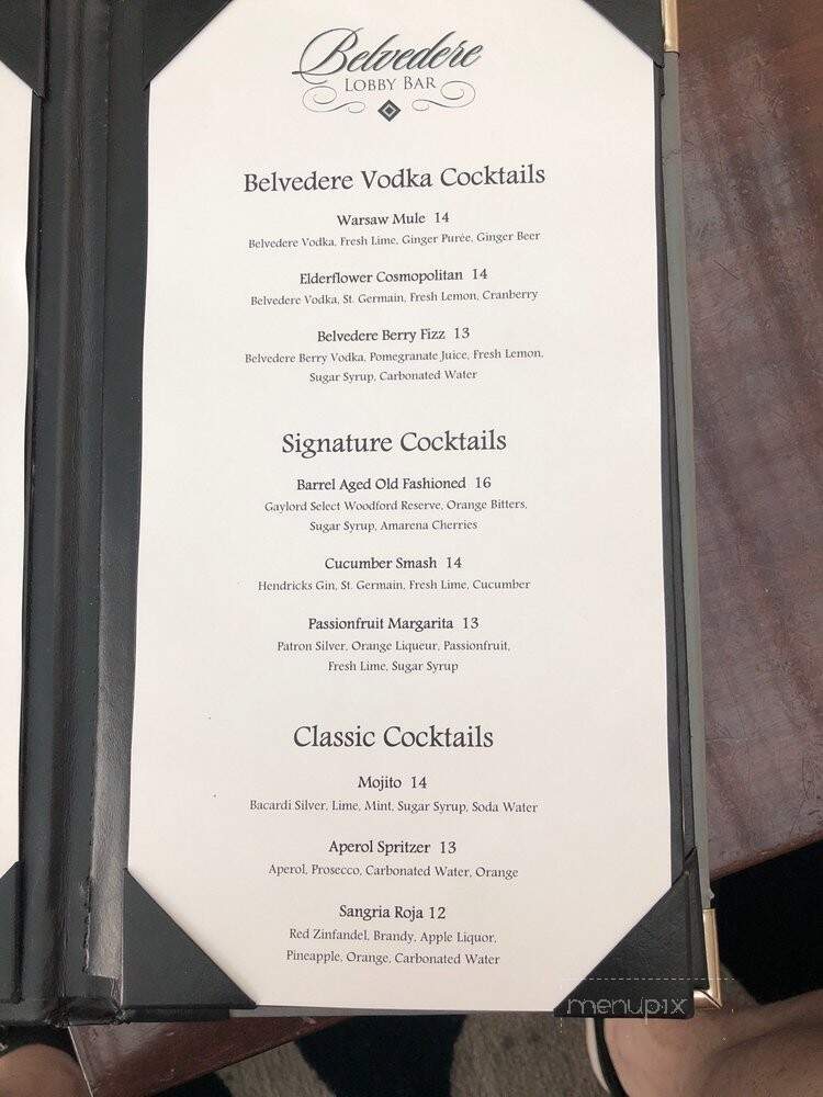 Belvedere Lobby Bar - National Harbor, MD menu_pic