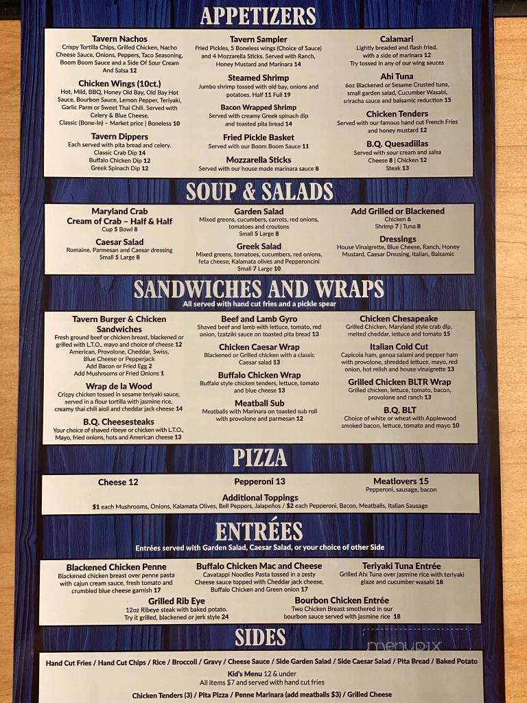 Tavern In the Quarters - Bowleys Quarters, MD menu_pic