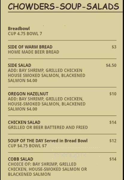 Wet Dog Cafe - Astoria, OR menu_pic