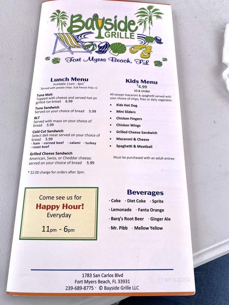 Bayside Grille - Fort Myers Beach, FL menu_pic