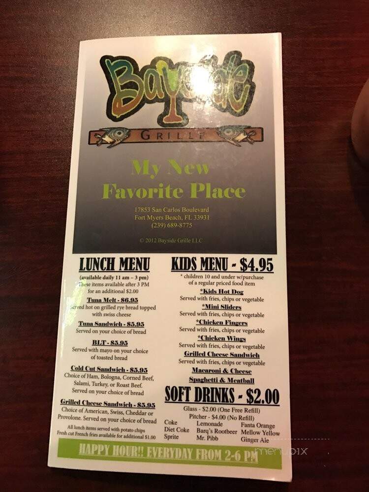 Bayside Grille - Fort Myers Beach, FL menu_pic