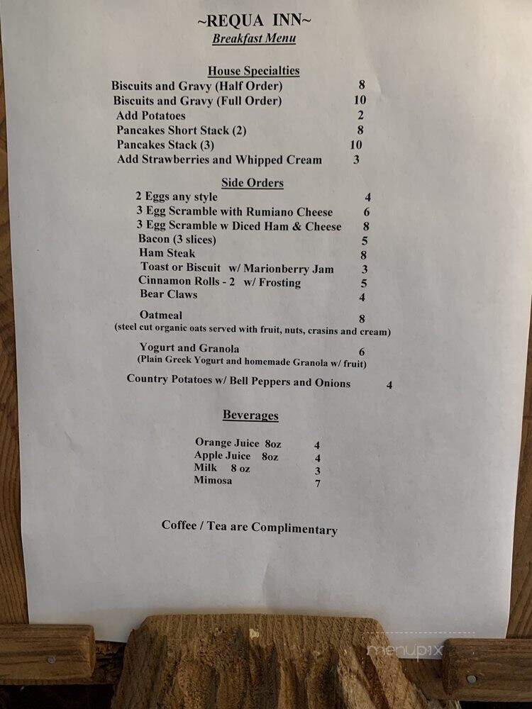 Requa Inn - Klamath, CA menu_pic