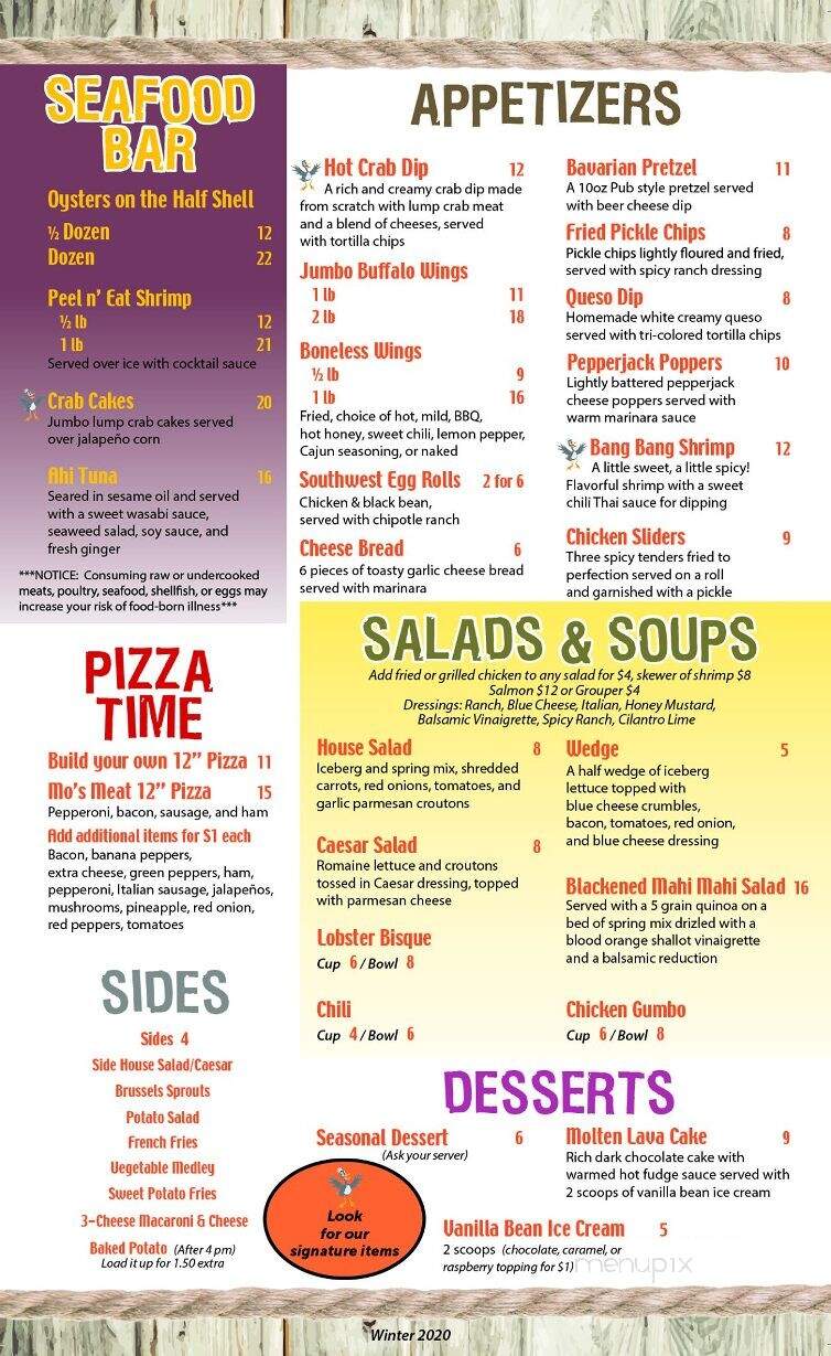 Rudder at Anchor High Marina - Hendersonville, TN menu_pic